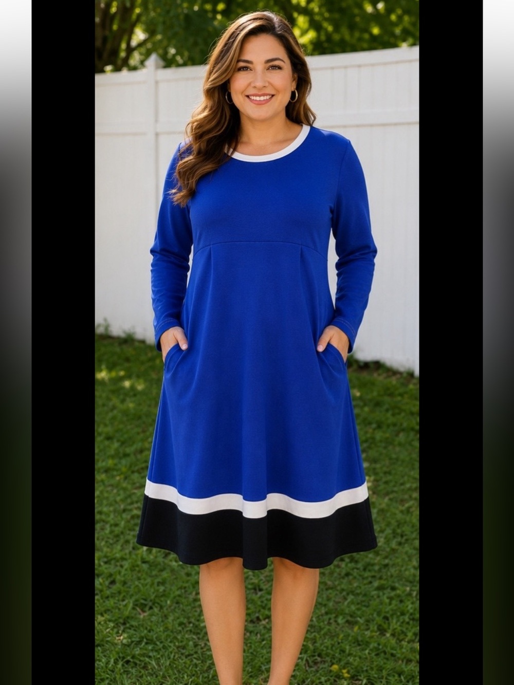 NWT Agata Webers Royal Blue Colorblock Fit & Flare Dress Size 16W